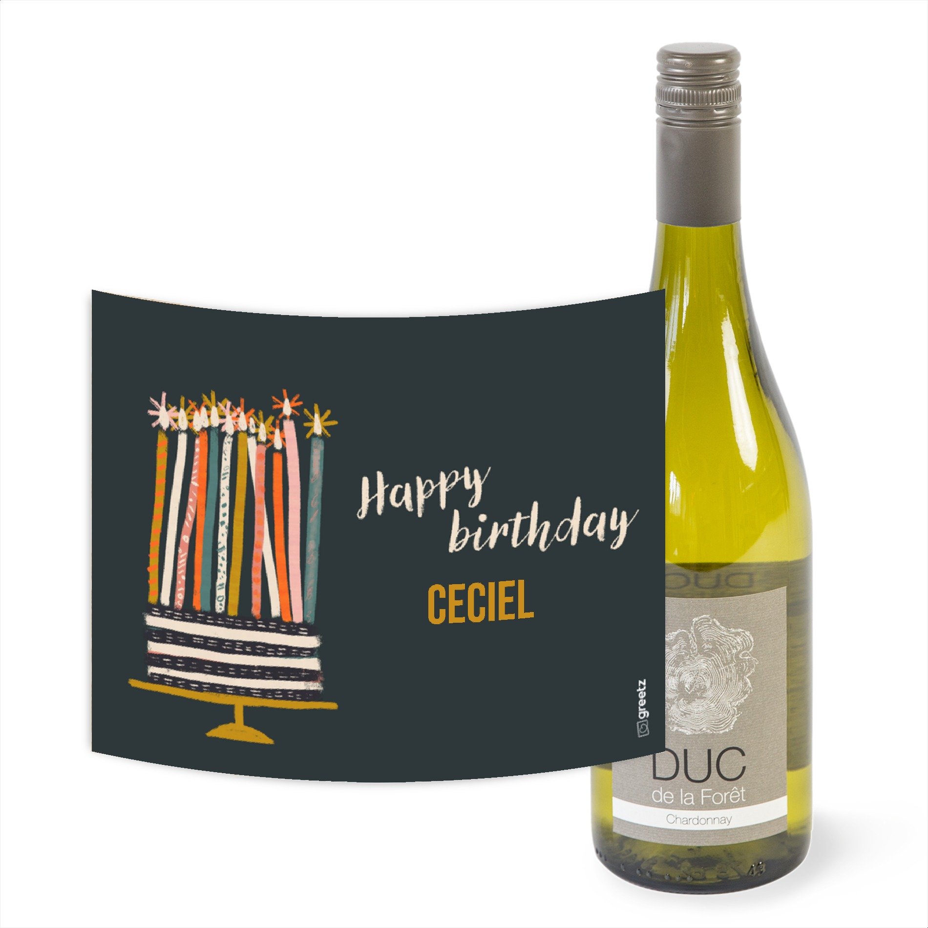 Duc de la Forêt | Duc de la Foret | Chardonnay | Happy Birthday met eigen naam | 750 ml