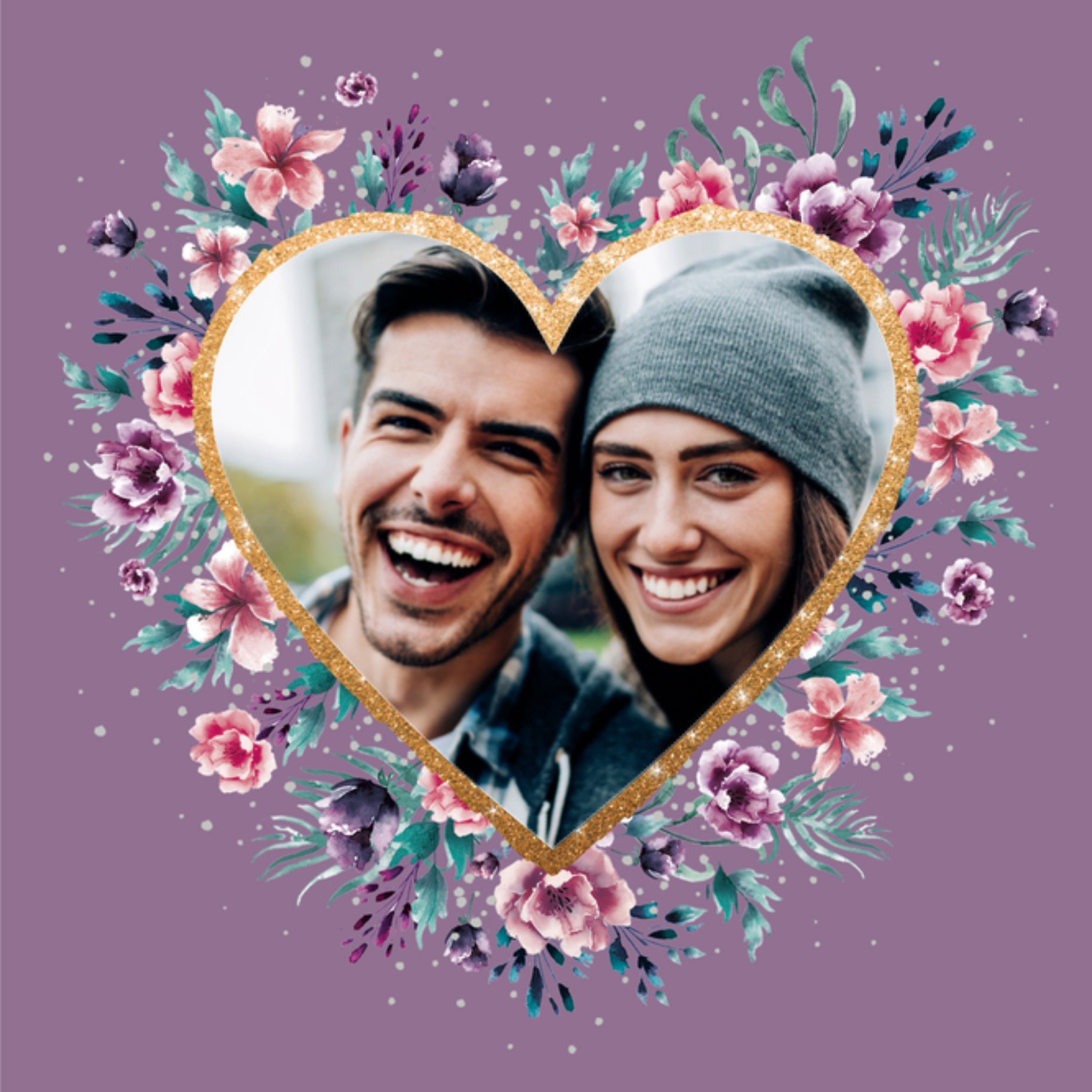 Gouden hartje Eigen foto Vierkante Kaart UK Greetings