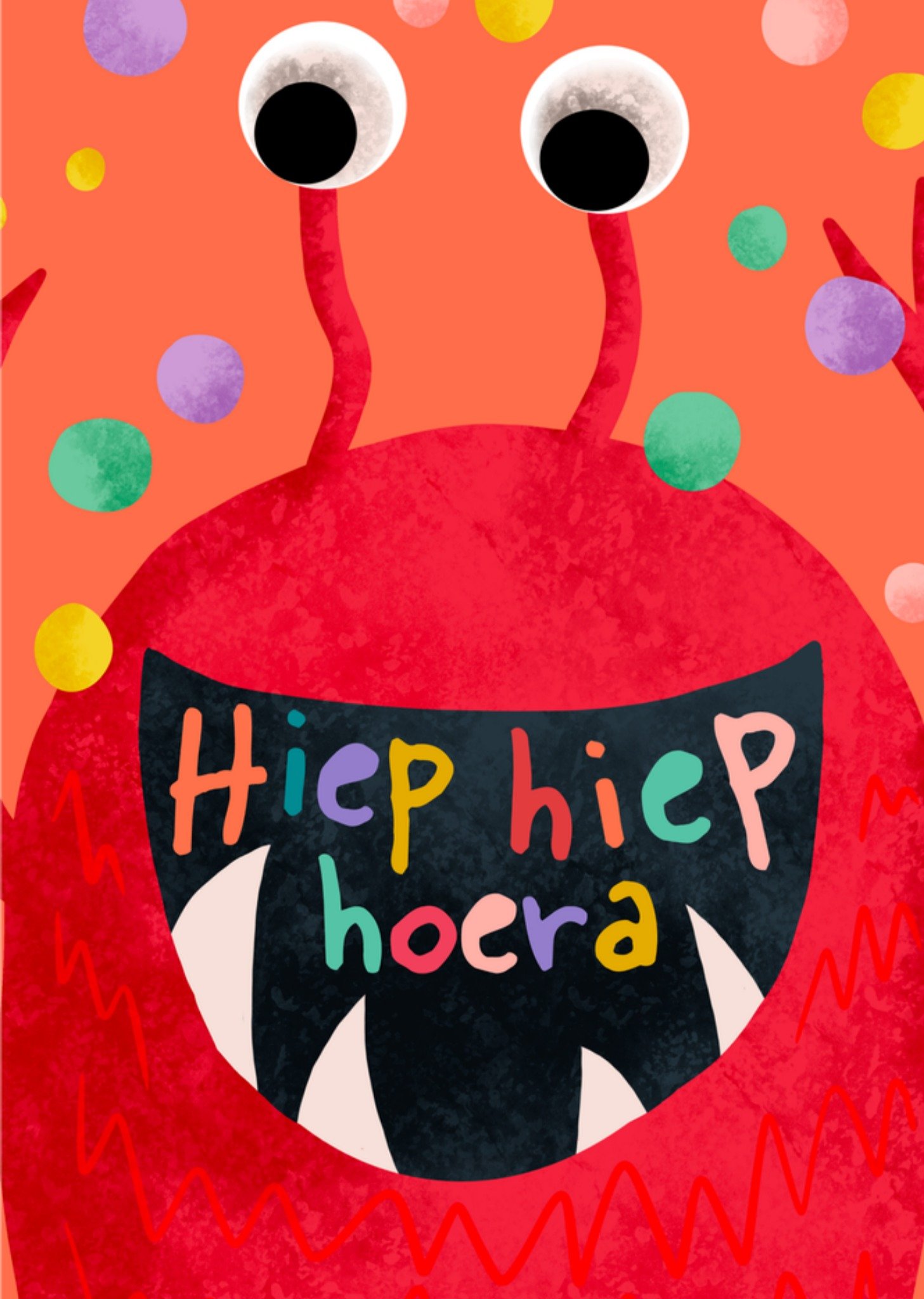 Verjaardagskaart Monster Hiep Hiep Hoera Kaart Greetz