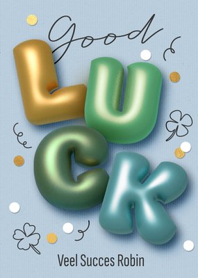 3D Ballonletters Typografisch Veel Succes Kaart