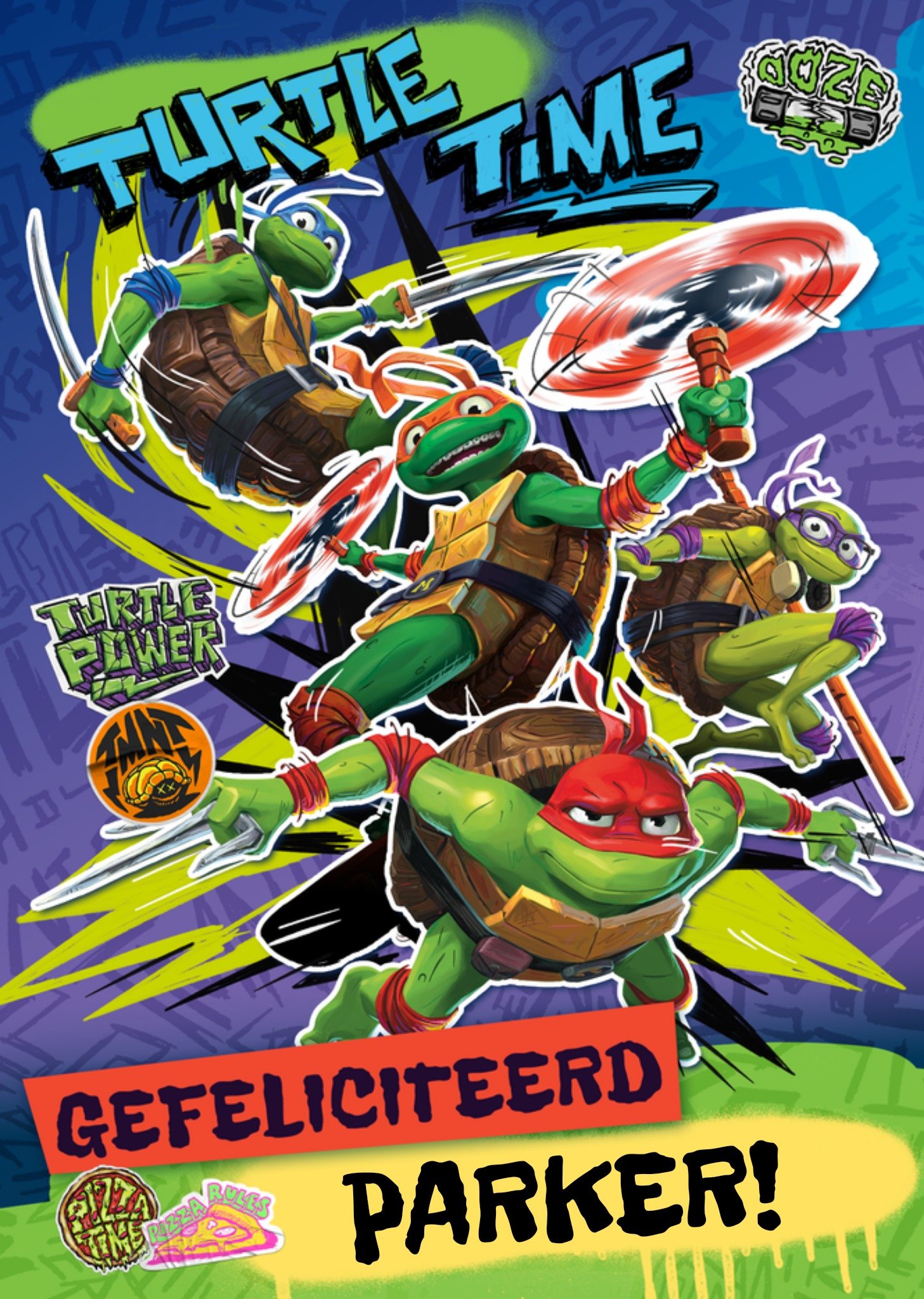 Verjaardagskaart Mutant Mayhem Met naam Kaart Teenage Mutant Ninja Turtles