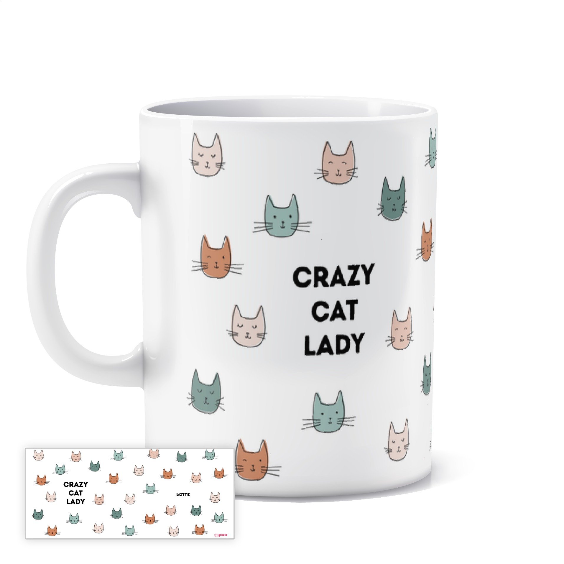 Greetz | Mok | Crazy cat lady | met eigen naam