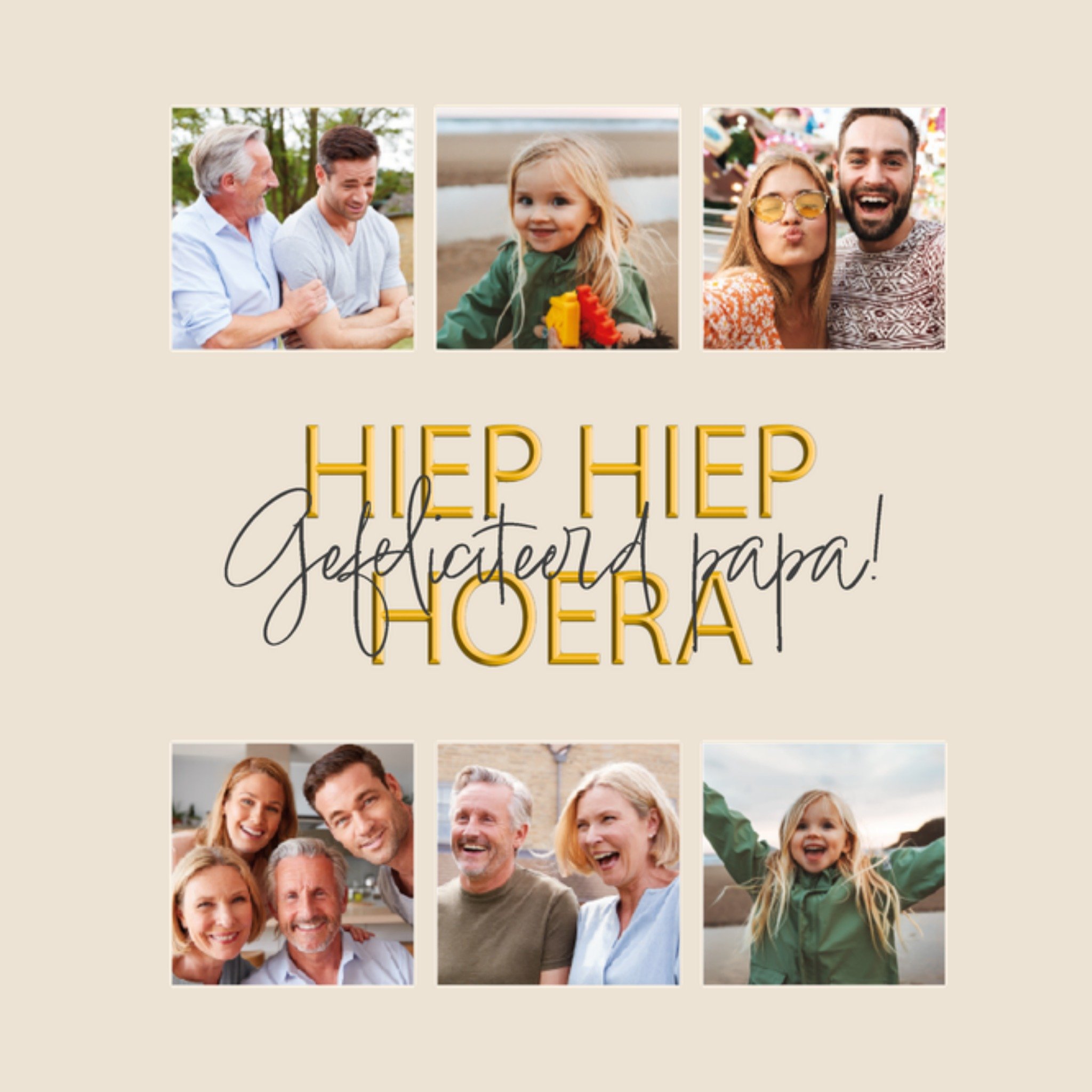 Greetz Verjaardagskaart Hiep Hiep Hoera Papa Met fotos Vierkant