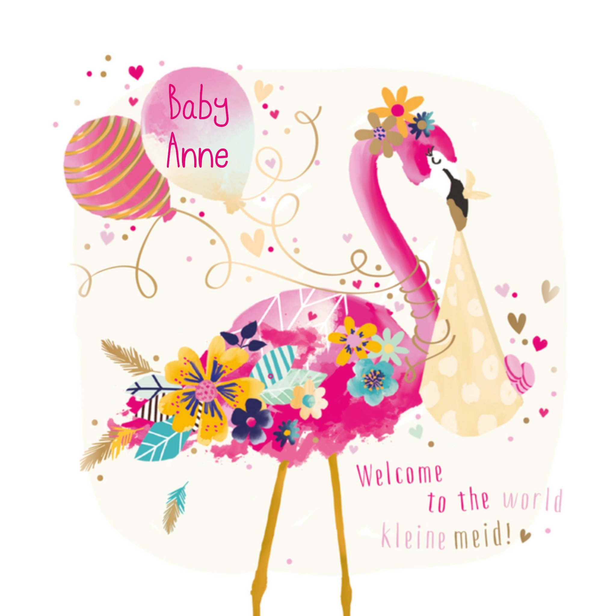 Geboortekaart met naam Vierkante Kaart Ling Design