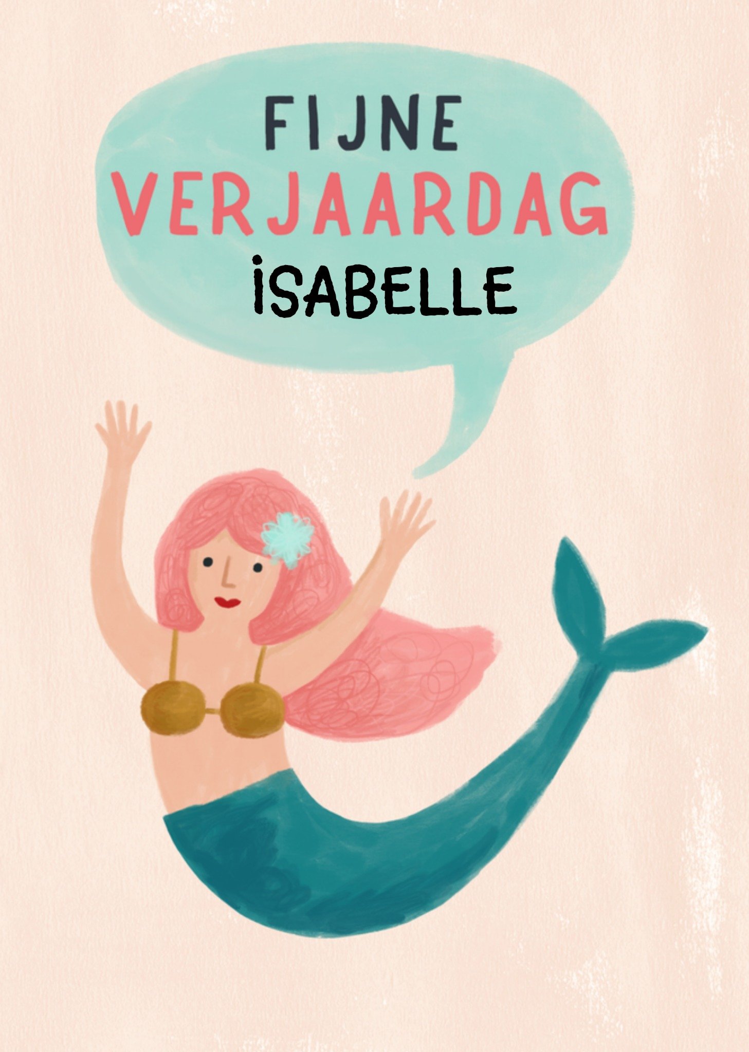 Verjaardagskaart met naam meermin Kaart Pigment