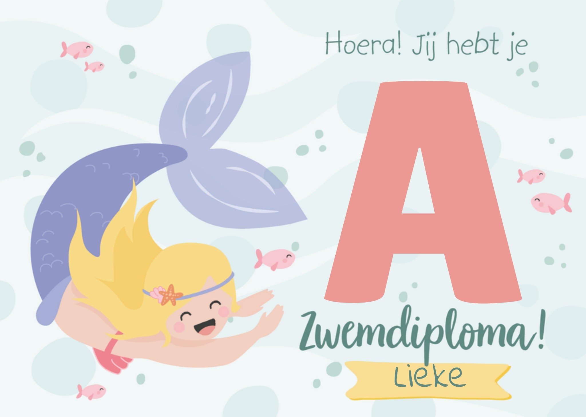 Zwemdiploma kaart Meermin Kaart Tante Kaartje