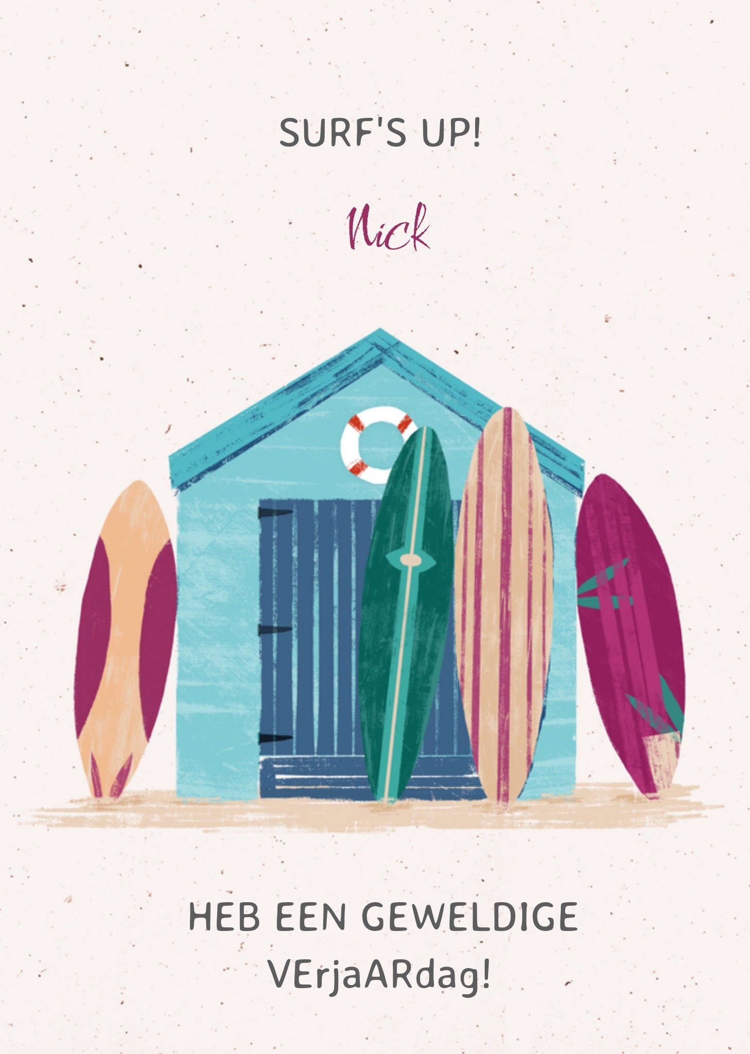 Verjaardagskaart surfboard Greetz