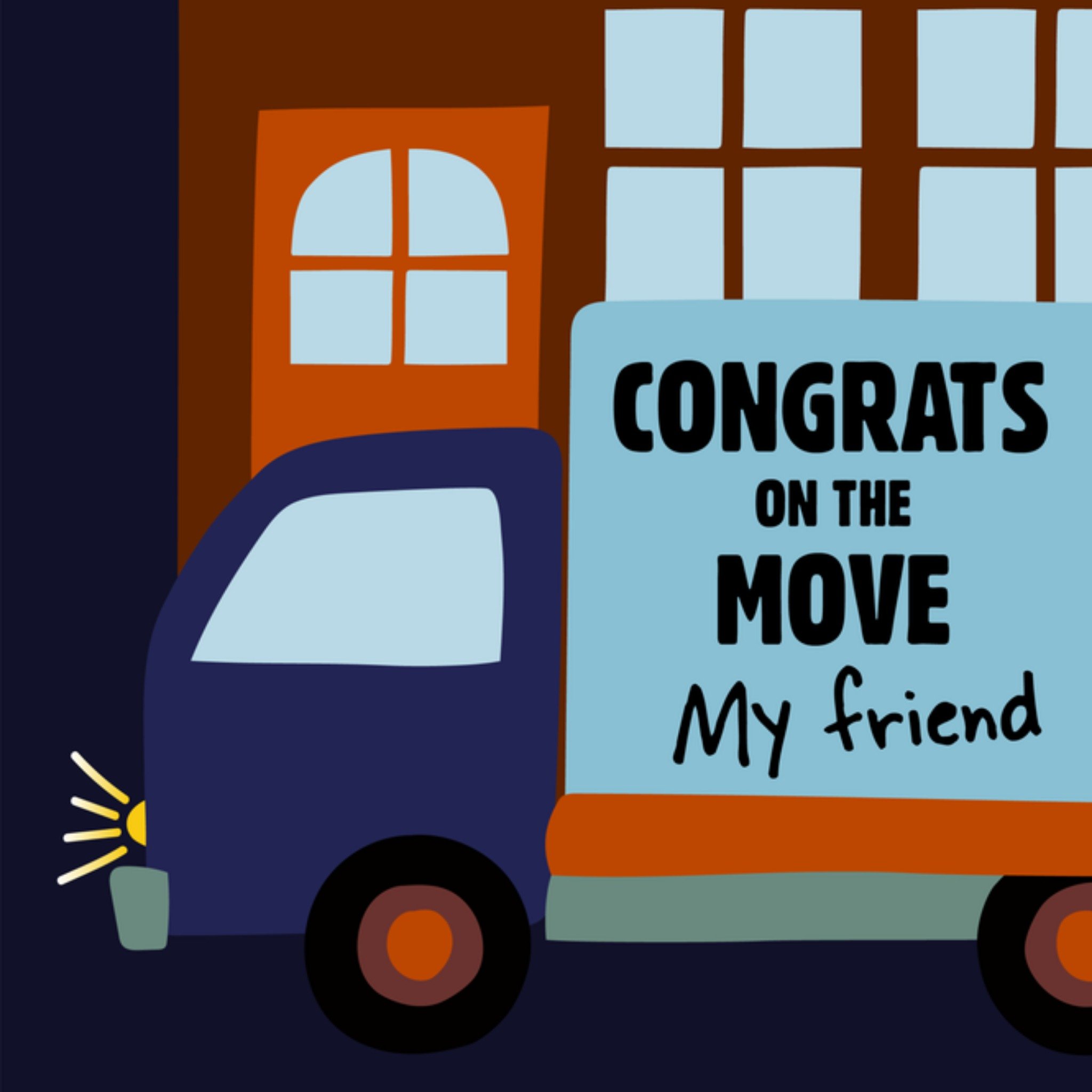 Greetz Nieuwe woning verhuiswagen vriend Vierkant