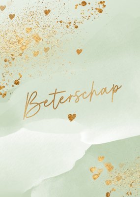 Gouden Confetti Hartjes Beterschapskaart