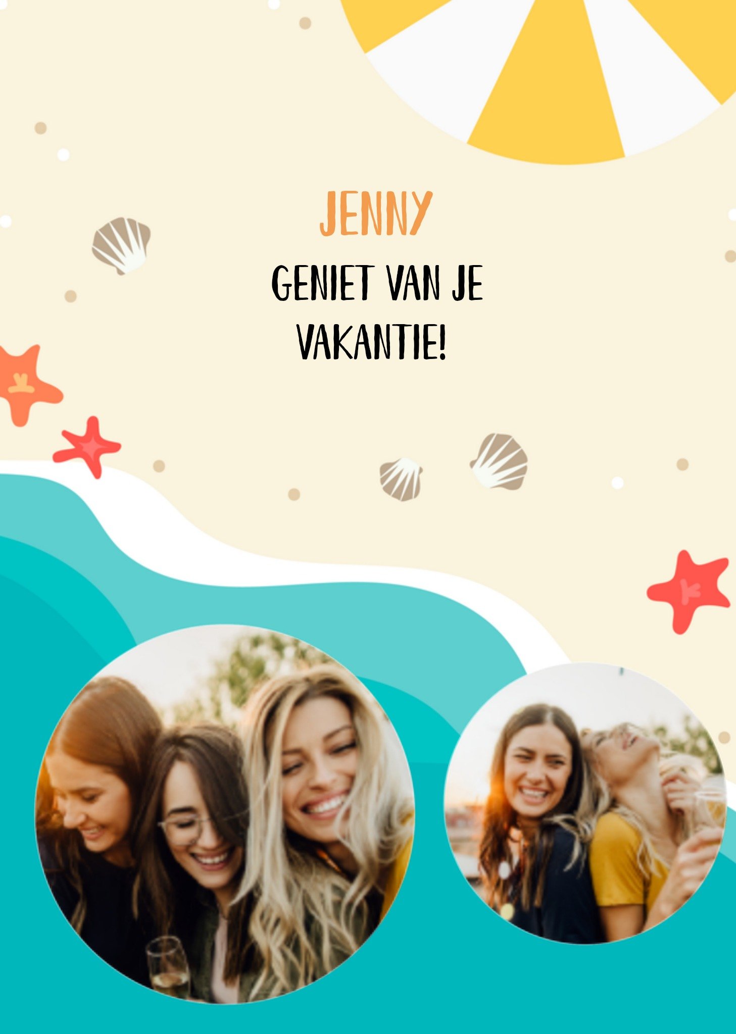 Greetz Vakantiekaart met foto en naam strand Standard Card