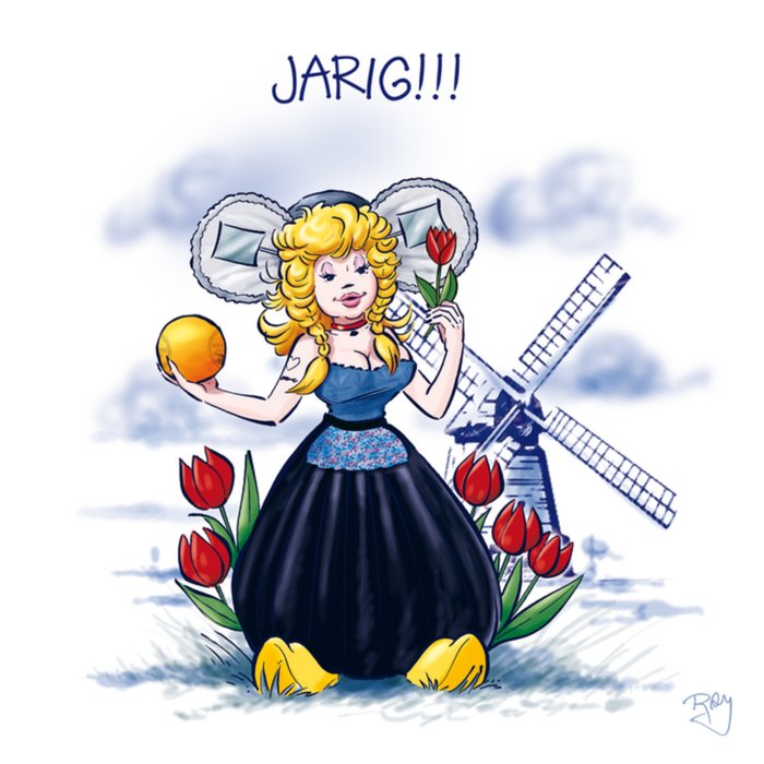 Old Dutch | Verjaardagskaart | Vrouw | Jarig