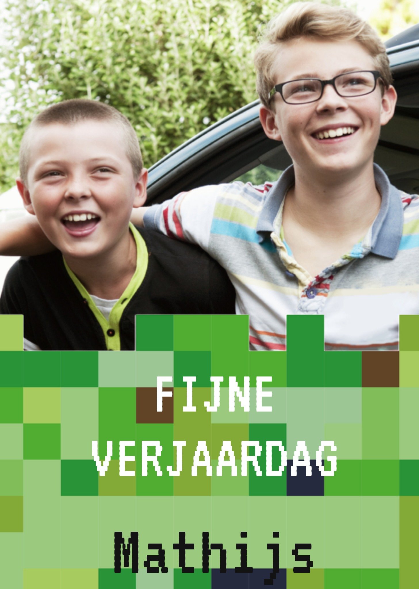 Greetz Verjaardagskaart met aanpasbare naam Kaart Minecraft