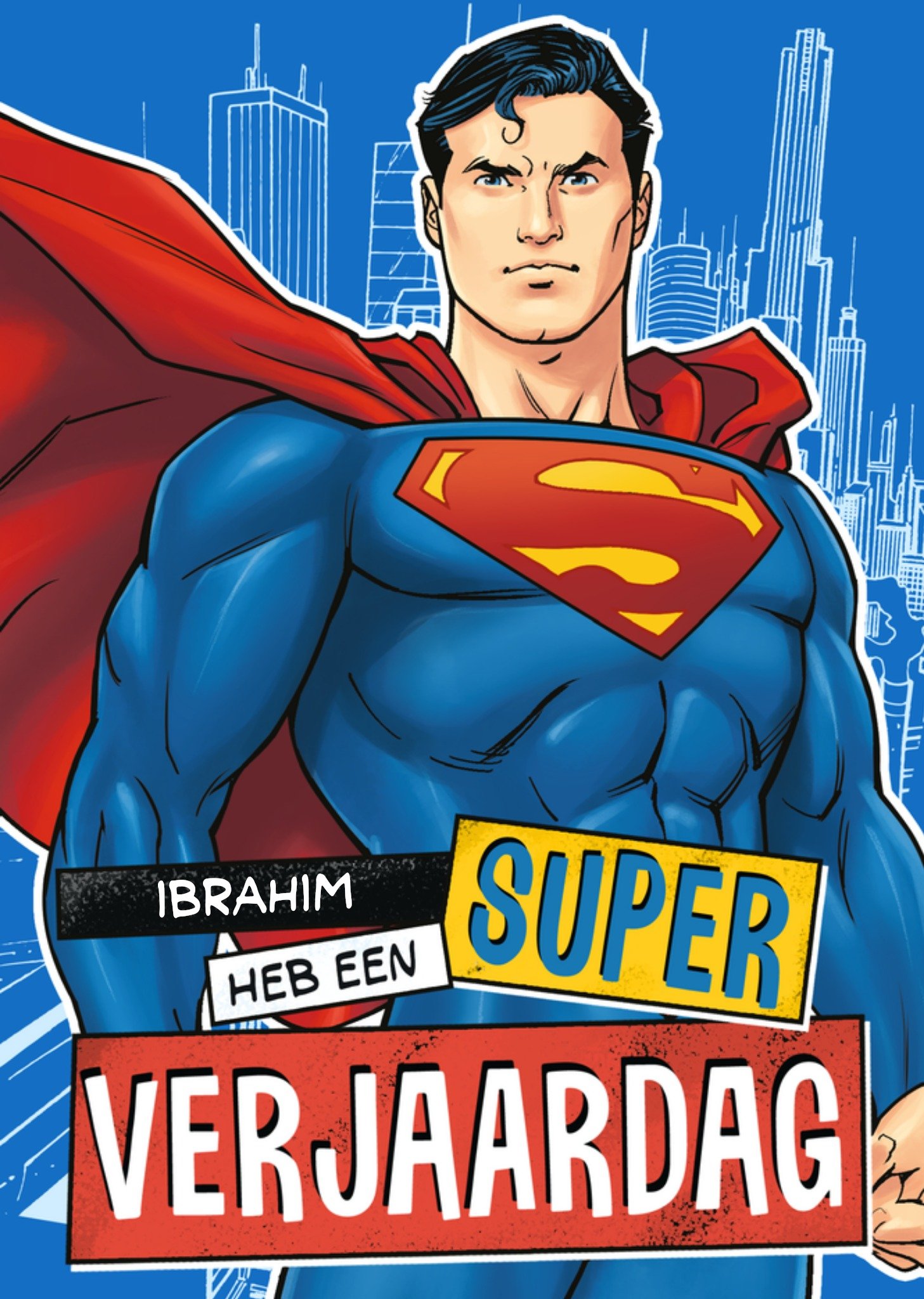 Warner Bros Verjaardagskaart Superman Heb een super verjaardag Aanpasbare tekst Kaart Greetz