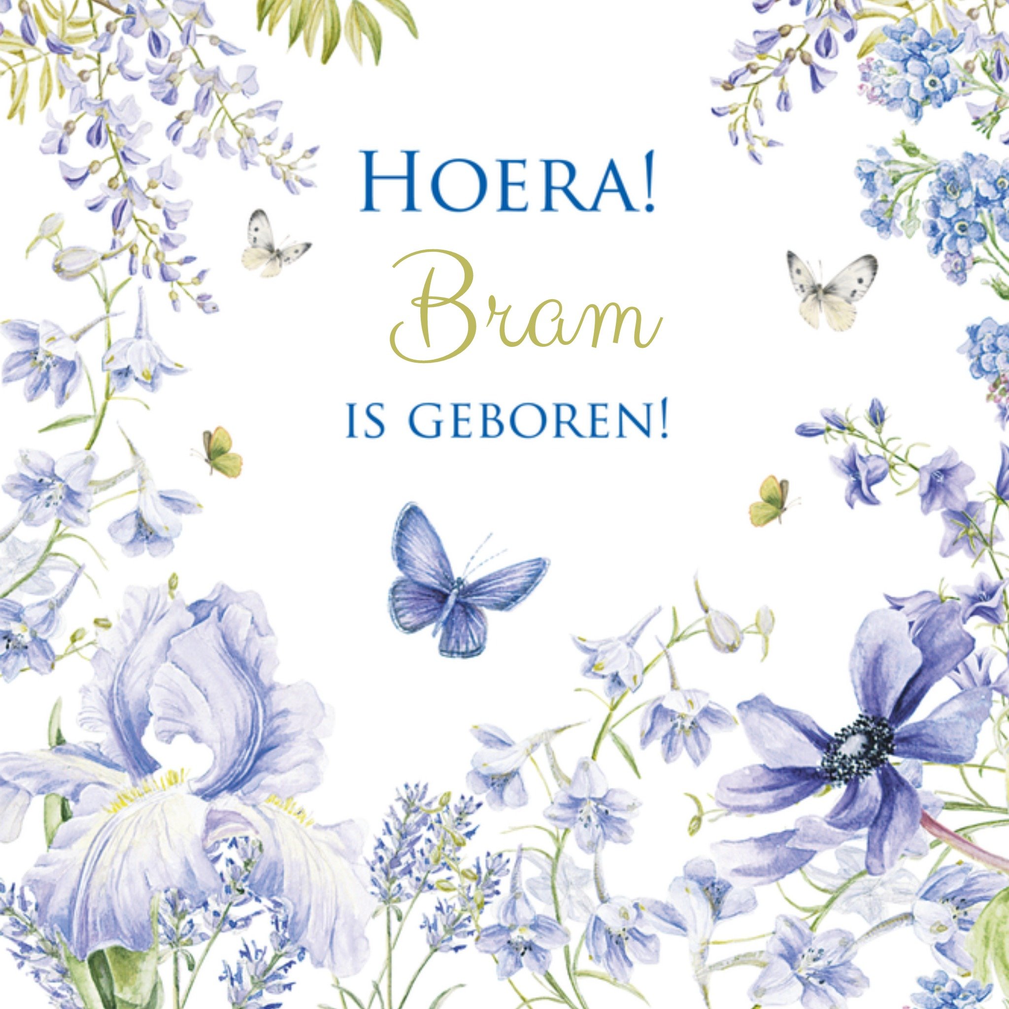 Geboortekaart met naam Vierkante Kaart Janneke Brinkman