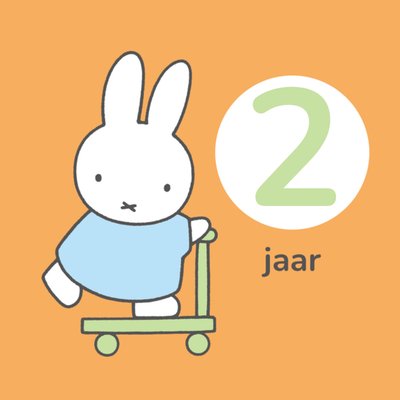 Miffy | Verjaardagskaart | 2 jaar | Aanpasbare tekst