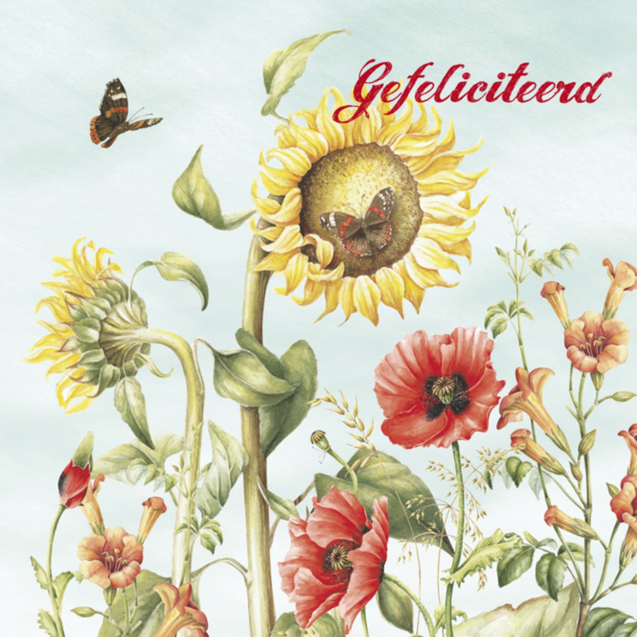 Zonnenbloemen Vierkante Kaart Janneke Brinkman