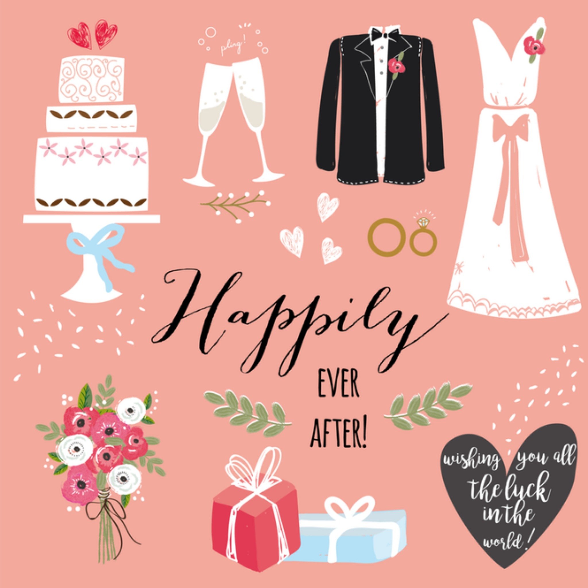 Huwelijkskaart Taart Champagne Vierkante Kaart Tsjip