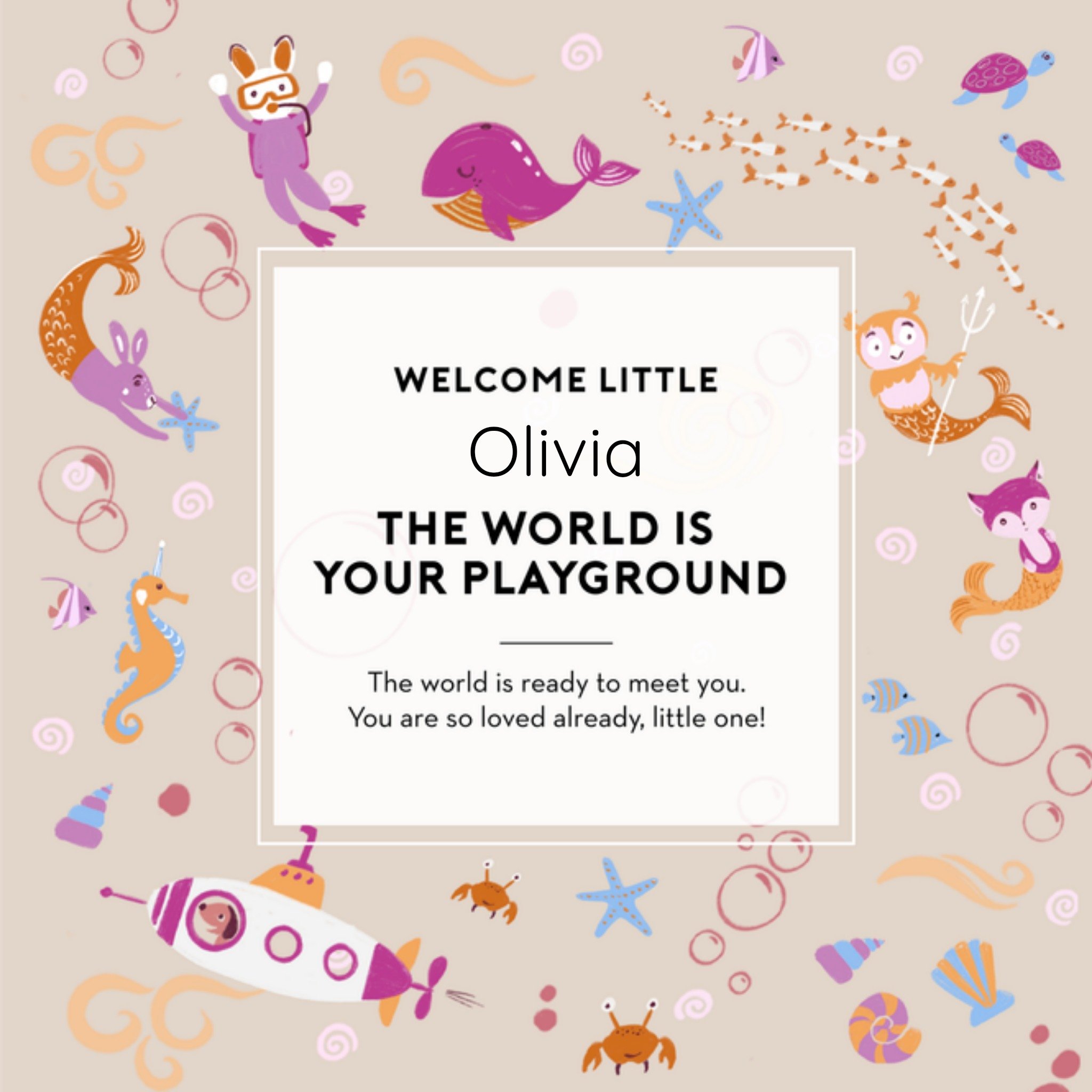 Geboortekaart Onder de zee Vierkante Kaart The Gift Label