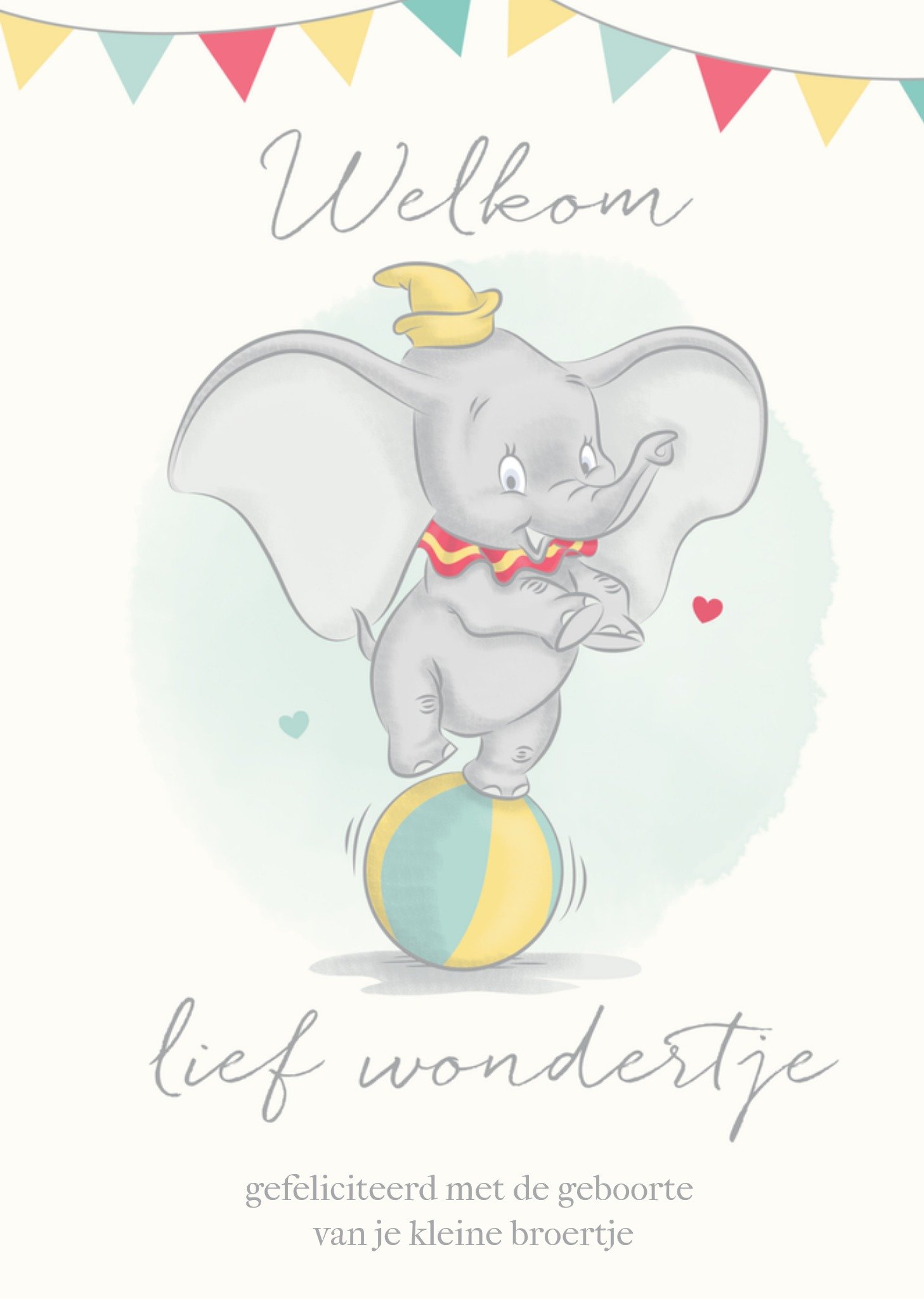 Geboortekaart Dumbo Welkom lief wondertje Kaart Disney