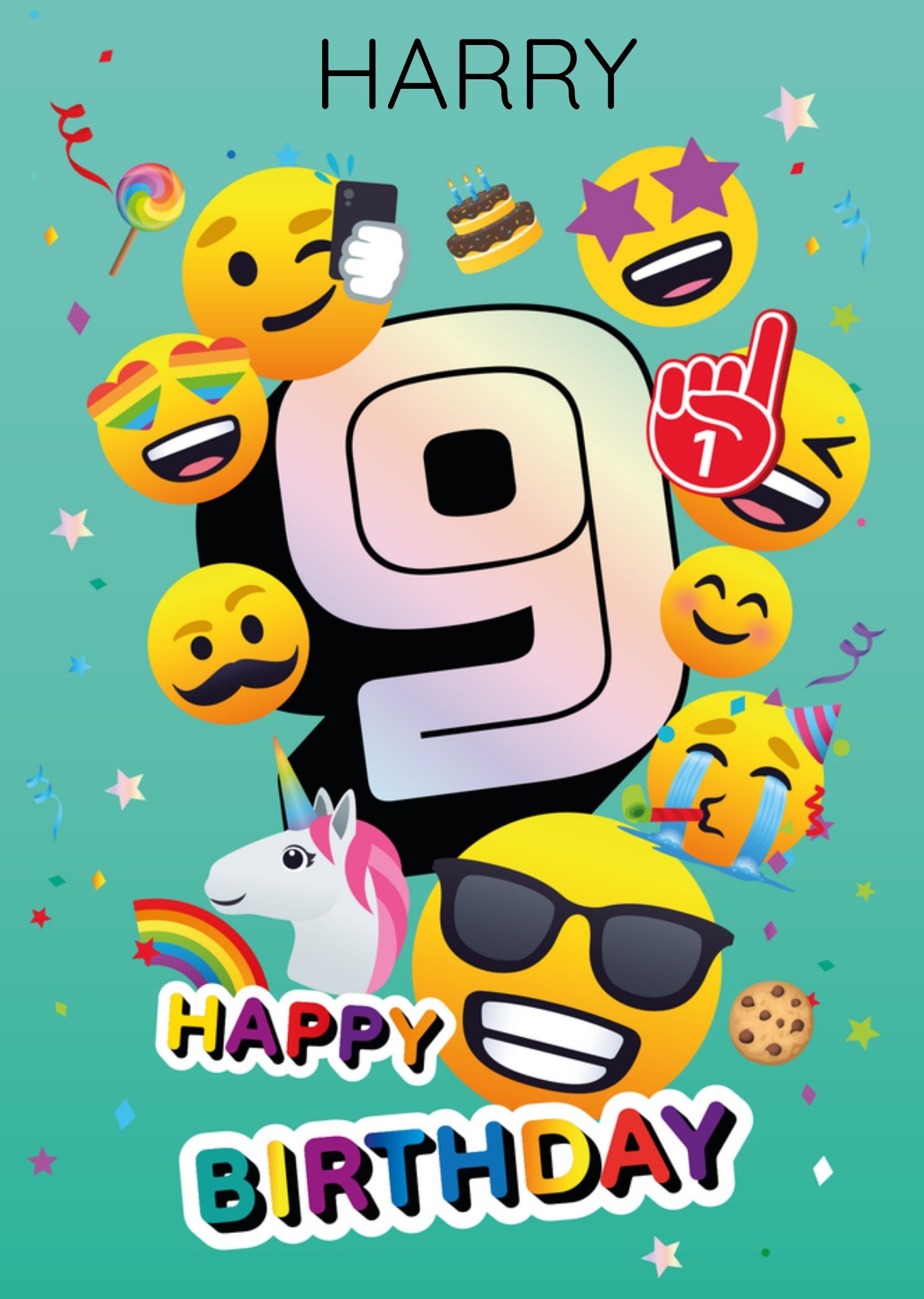 Joy Pixels - Verjaardagskaart - 9 - Aanpasbare naam