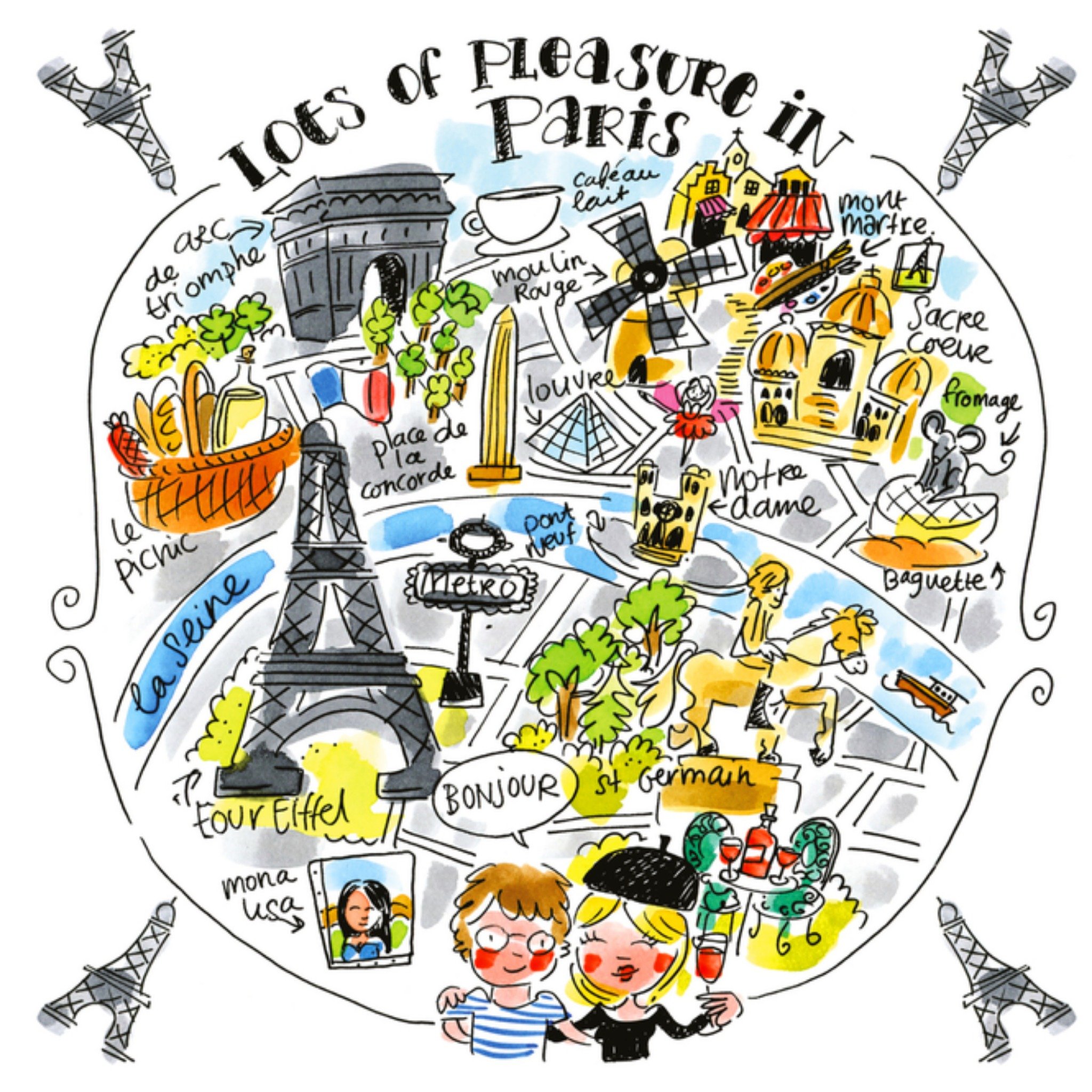 Vakantiekaart parijs Vierkante Kaart Blond Amsterdam