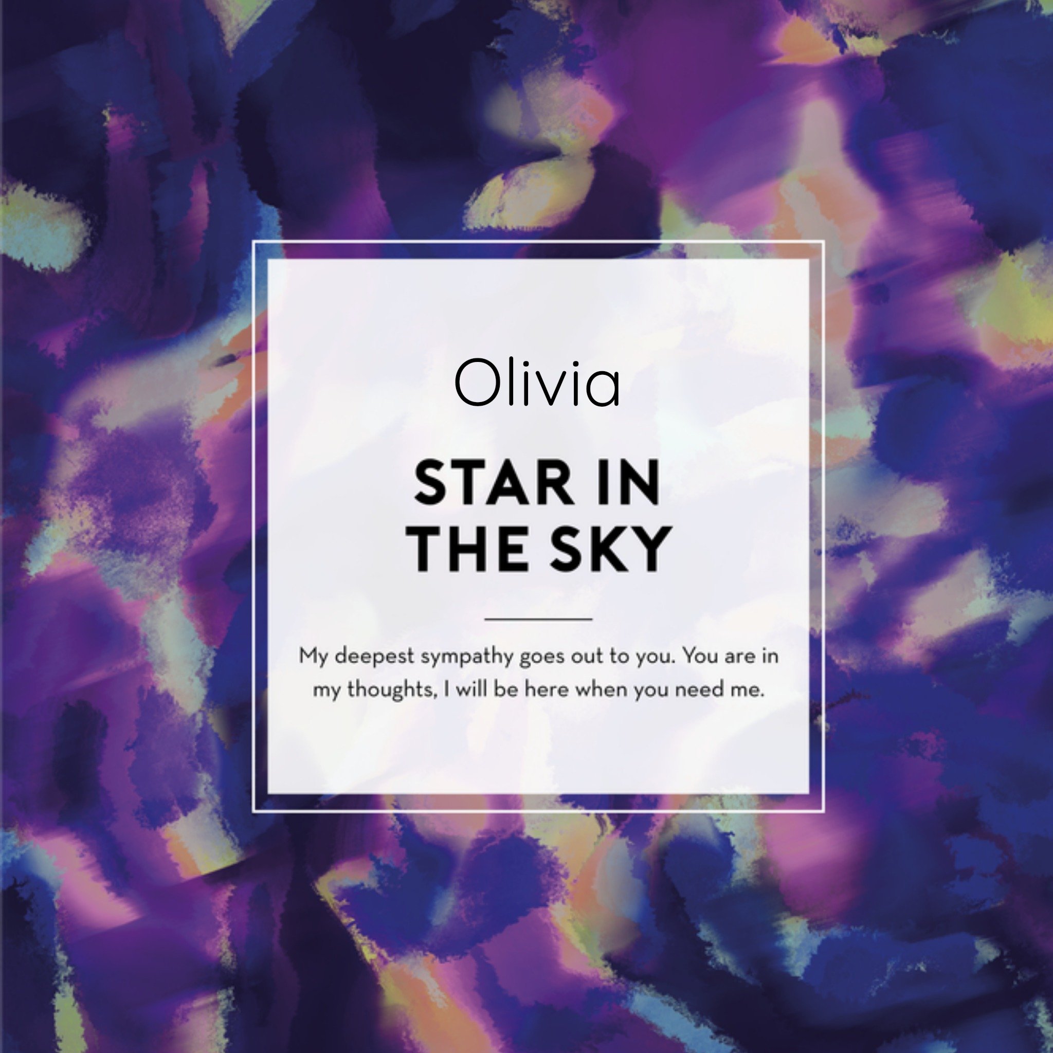 Condoleancekaart Ster aan de hemel Vierkante Kaart The Gift Label