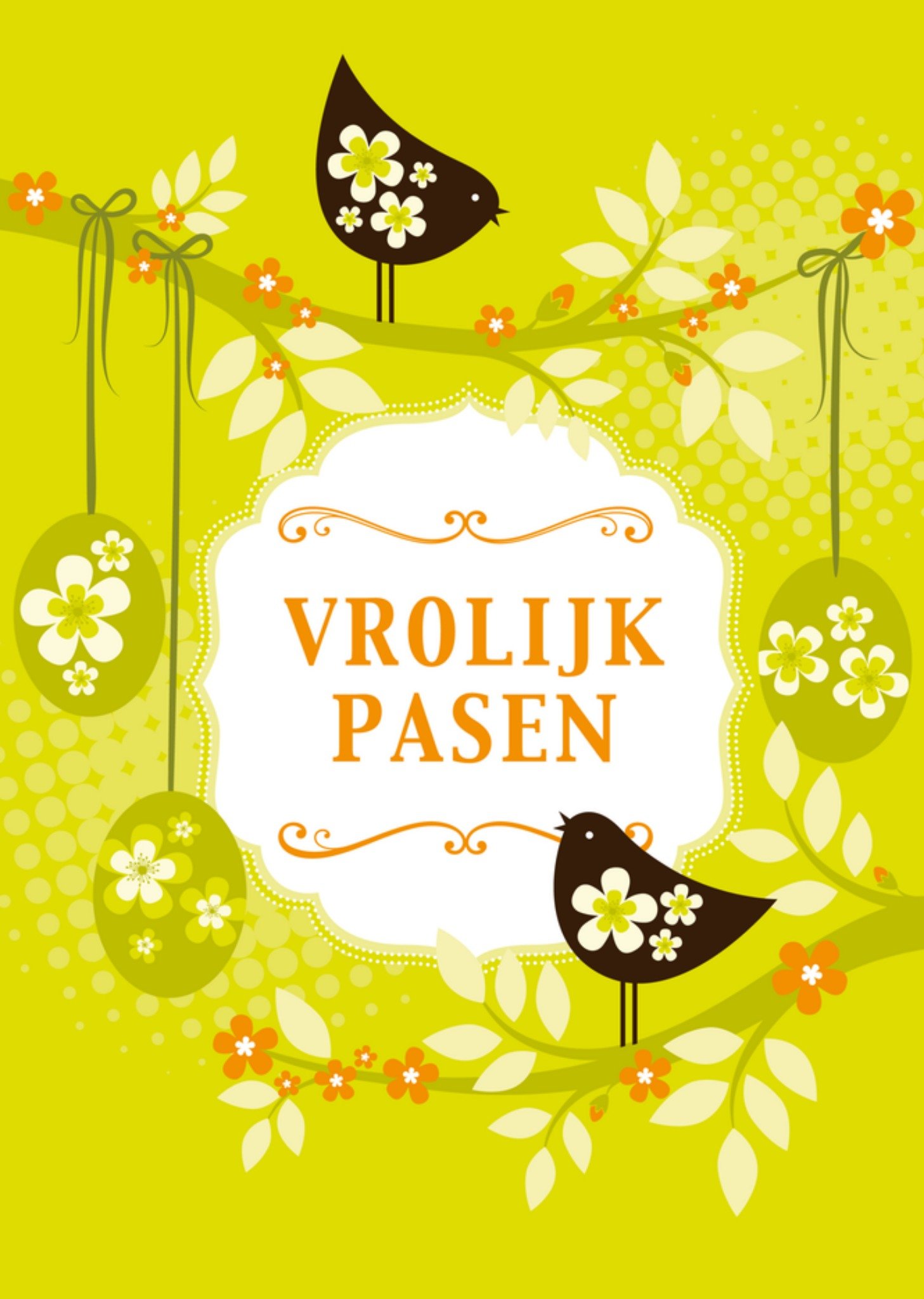 Paaskaart kleurrijk vogels Kaart Paperclip