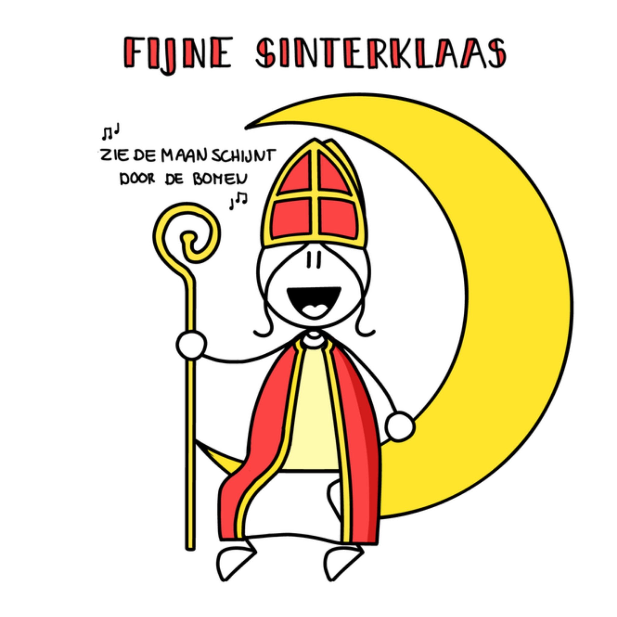 YH Tekent Sinterklaaskaart maan Vierkant