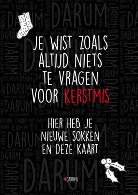 Hier Heb Je nieuwe sokken en deze kaart Grappig Typografisch Kerstkaart