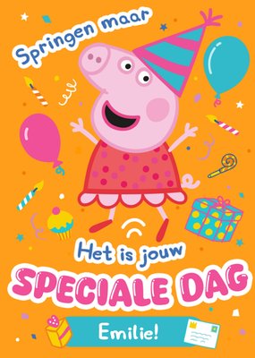 Peppa Pig | Verjaardagskaart | Springen Maar Het Is Jouw Speciale Dag | Aanpasbare tekst