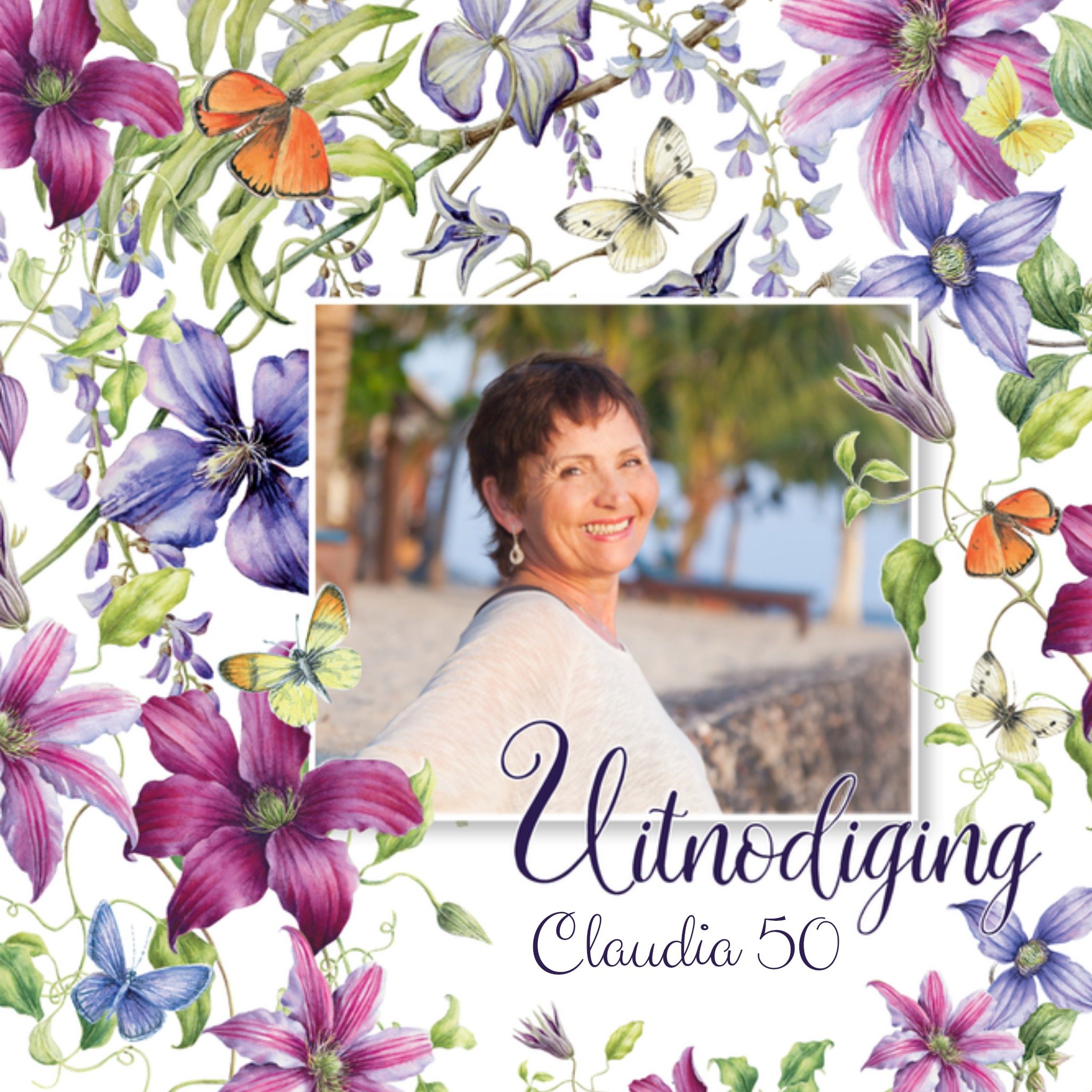 Verjaardagsuitnodiging Foto Vierkante Kaart Janneke Brinkman