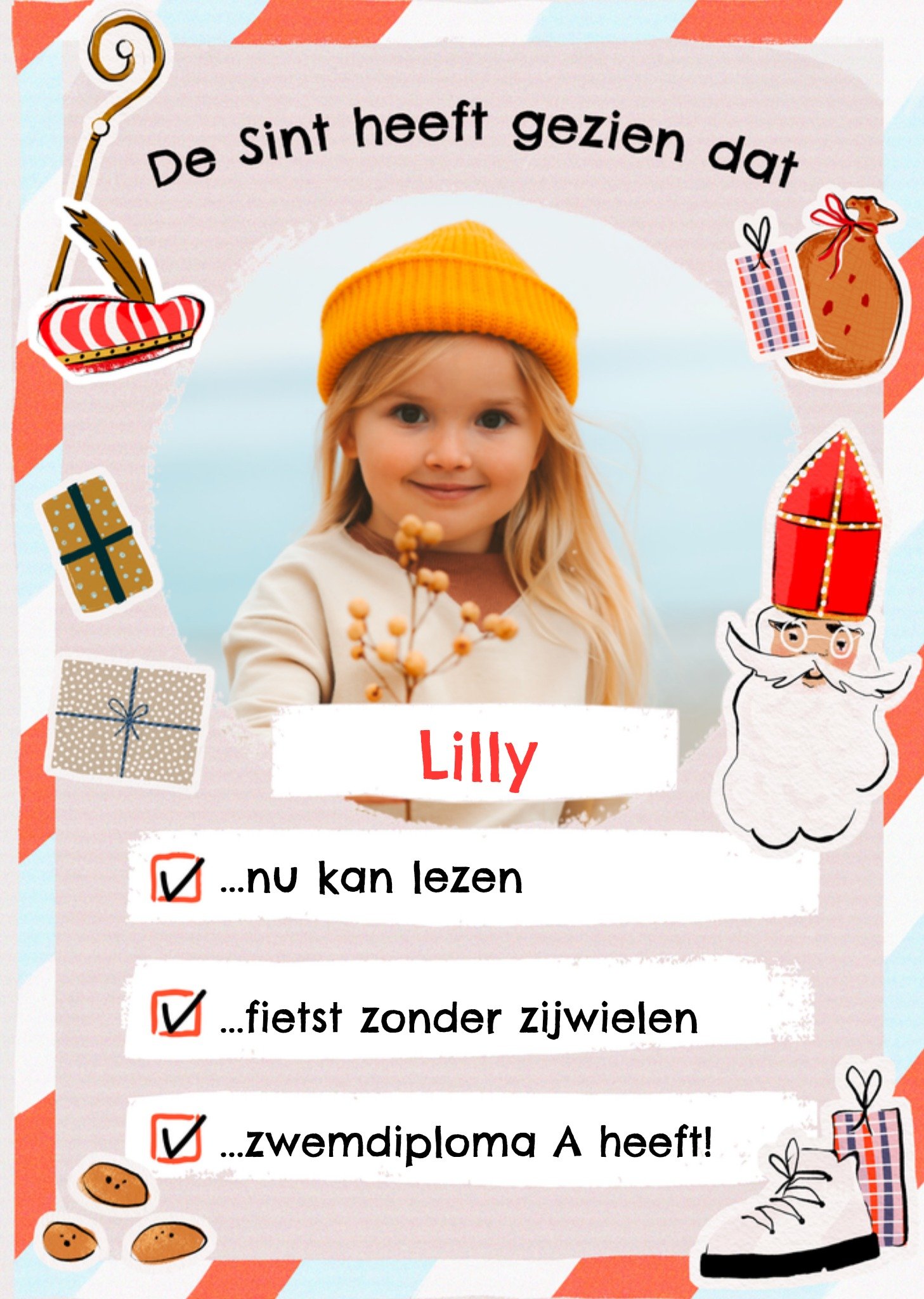 Greetz Sinterklaaskaart Aanpasbare tekst De Sint heeft gezien. Standard Card