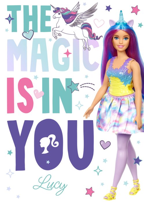 Barbie | Verjaardagskaart | Eenhoorn | Magic is in you