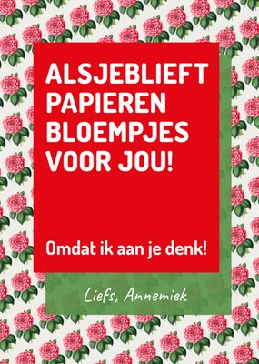 Alsjeblieft Papieren Bloempjes Voor Jou Bloemenpatroon Typografisch Kaart