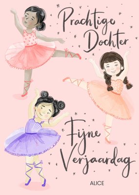 Geïllustreerde Ballerina's Dochter Verjaardag Kaart