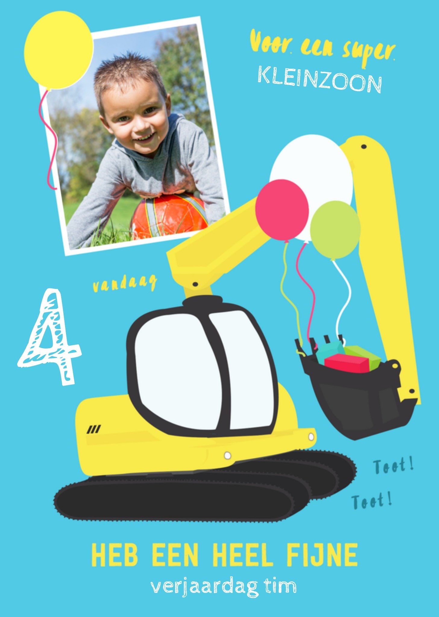 Verjaardagskaart Graafmachine Greetz