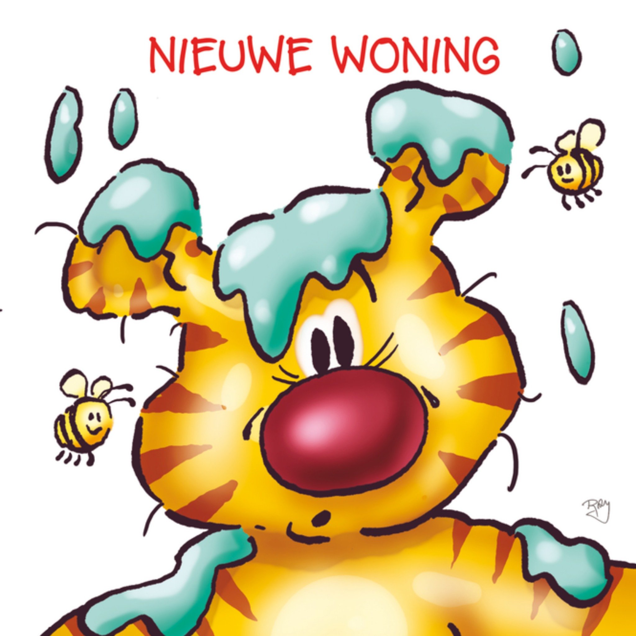 Nieuwe woning beer verf Vierkante Kaart Doodles