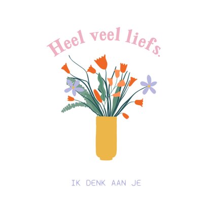 Ik Denk Aan Je Geïllustreerde Bloemen Kaart