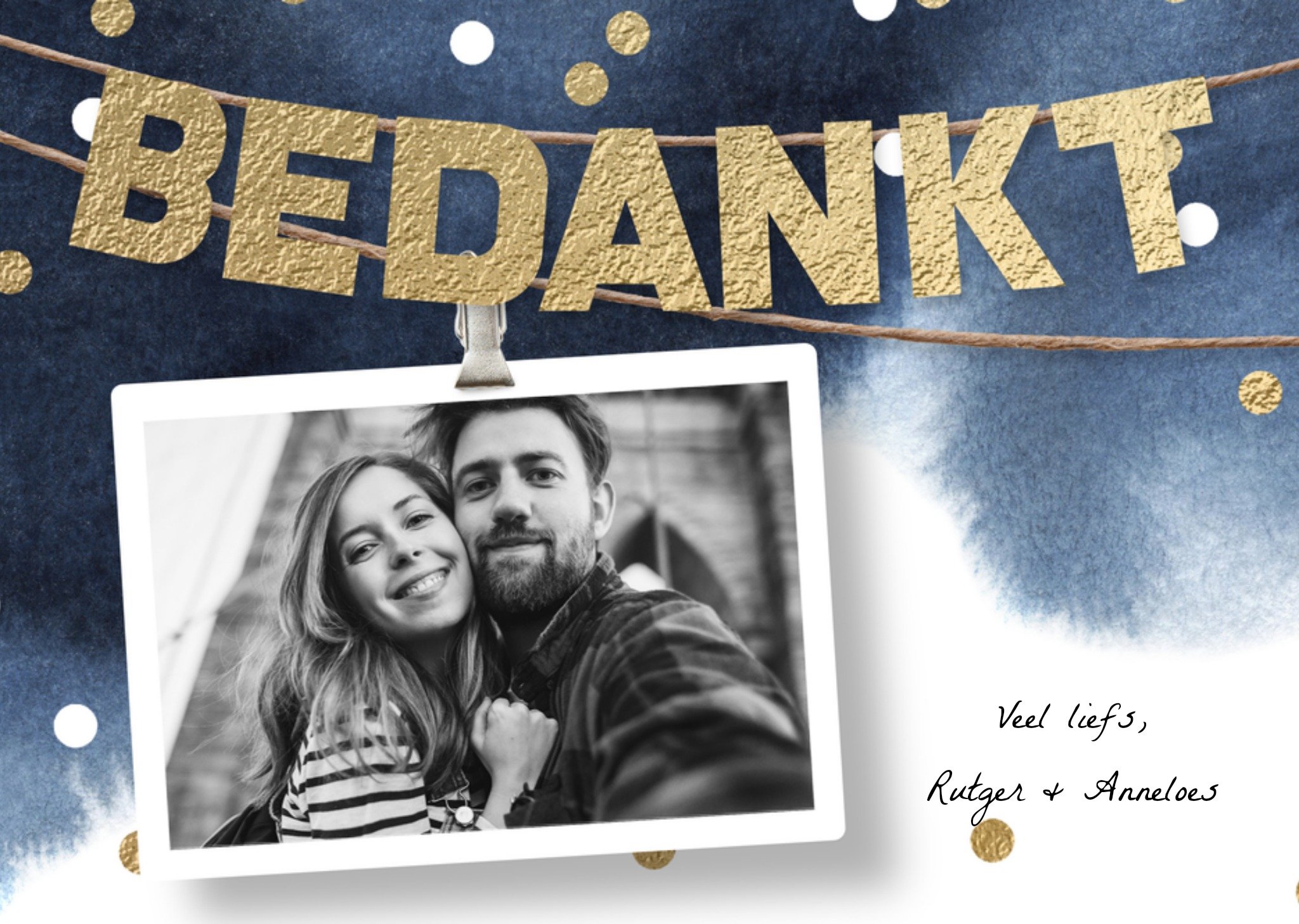 Bedankkaartje Goud Foto Kaart Luckz