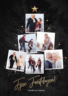 Gouden Sterren Collage Feestdagen Kaart