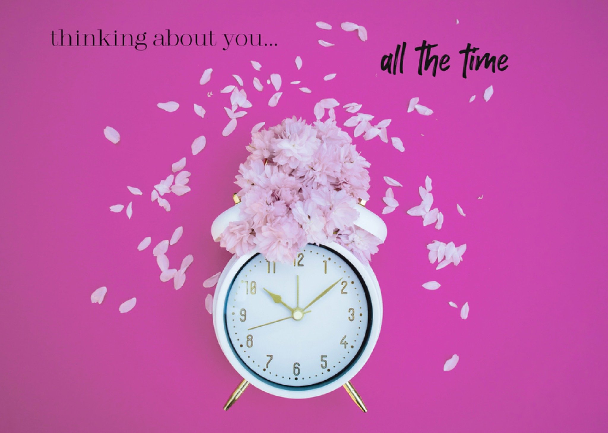 Denken aan kaart wekker bloemen Kaart Photoflash