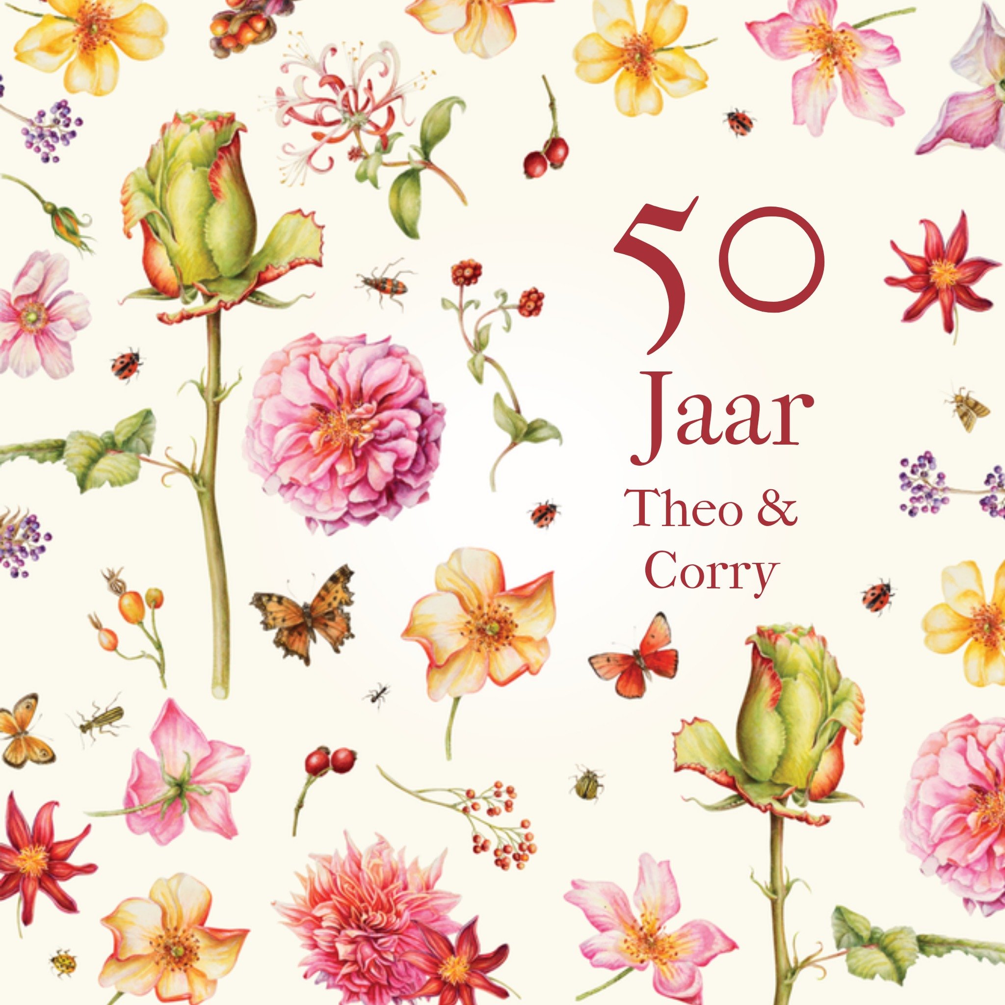 Uitnodigingen Verjaardag Vierkante Kaart Janneke Brinkman