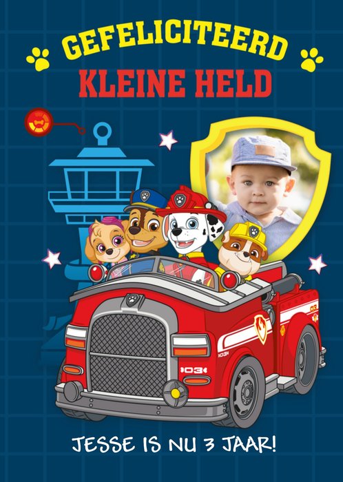 Paw Patrol | Verjaardagskaart | Kleine held | Aanpasbare tekst en foto