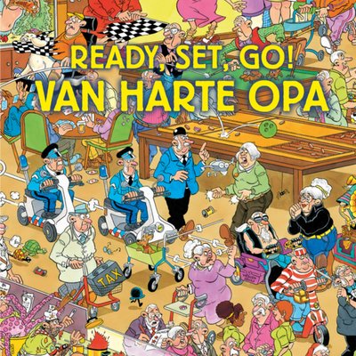 Jan van Haasteren | Verjaardagskaart | Ready, set, go! | Opa