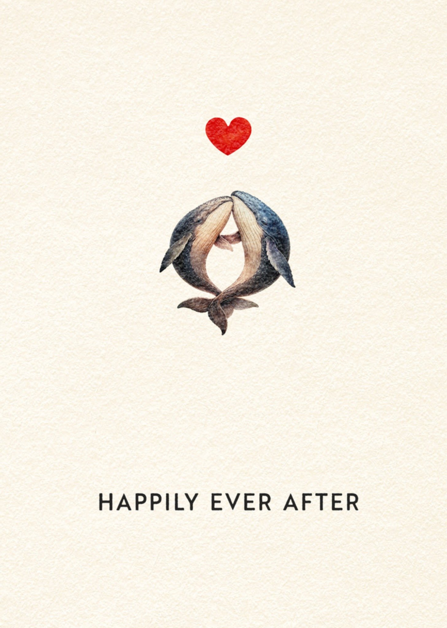 Bright Spot Happily Ever After Geïllustreerd Aquarel Walvissen Huwelijkskaart Greetz
