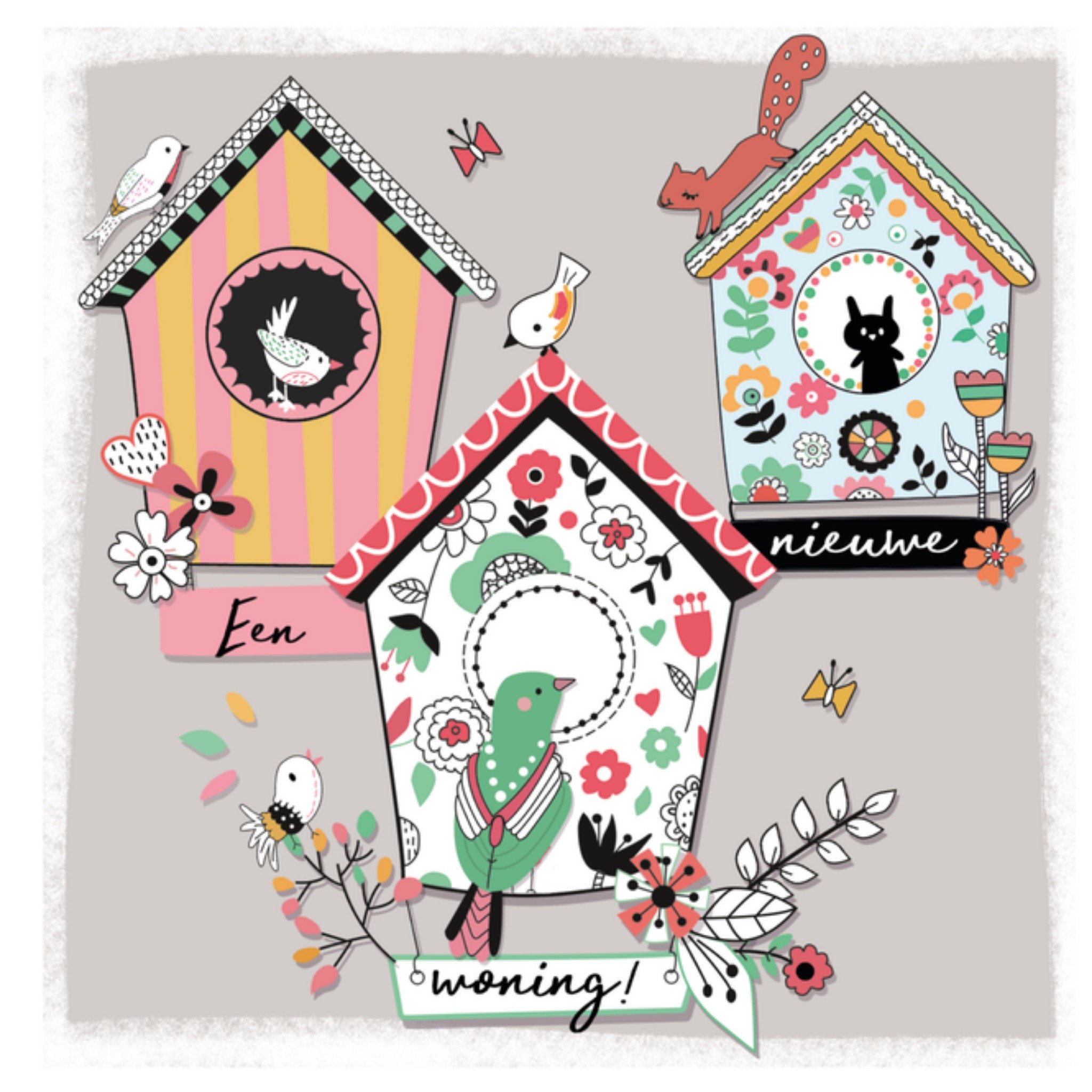 Nieuwe woning kaart Vogelhuisje Paperclip