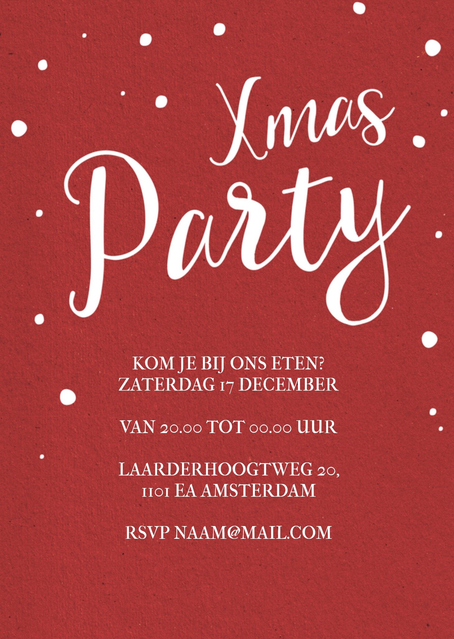 Uitnodiging kerstfeest aanpasbare tekst Greetz