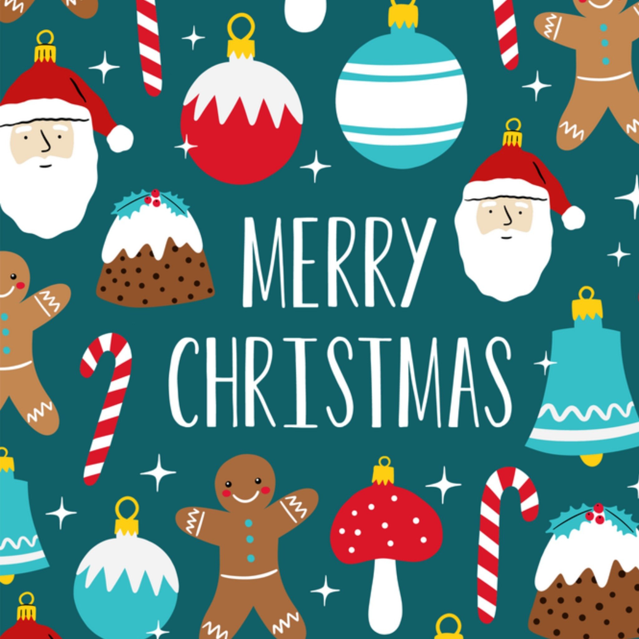 Greetz Kerstkaart illustratie kerstballen Vierkant