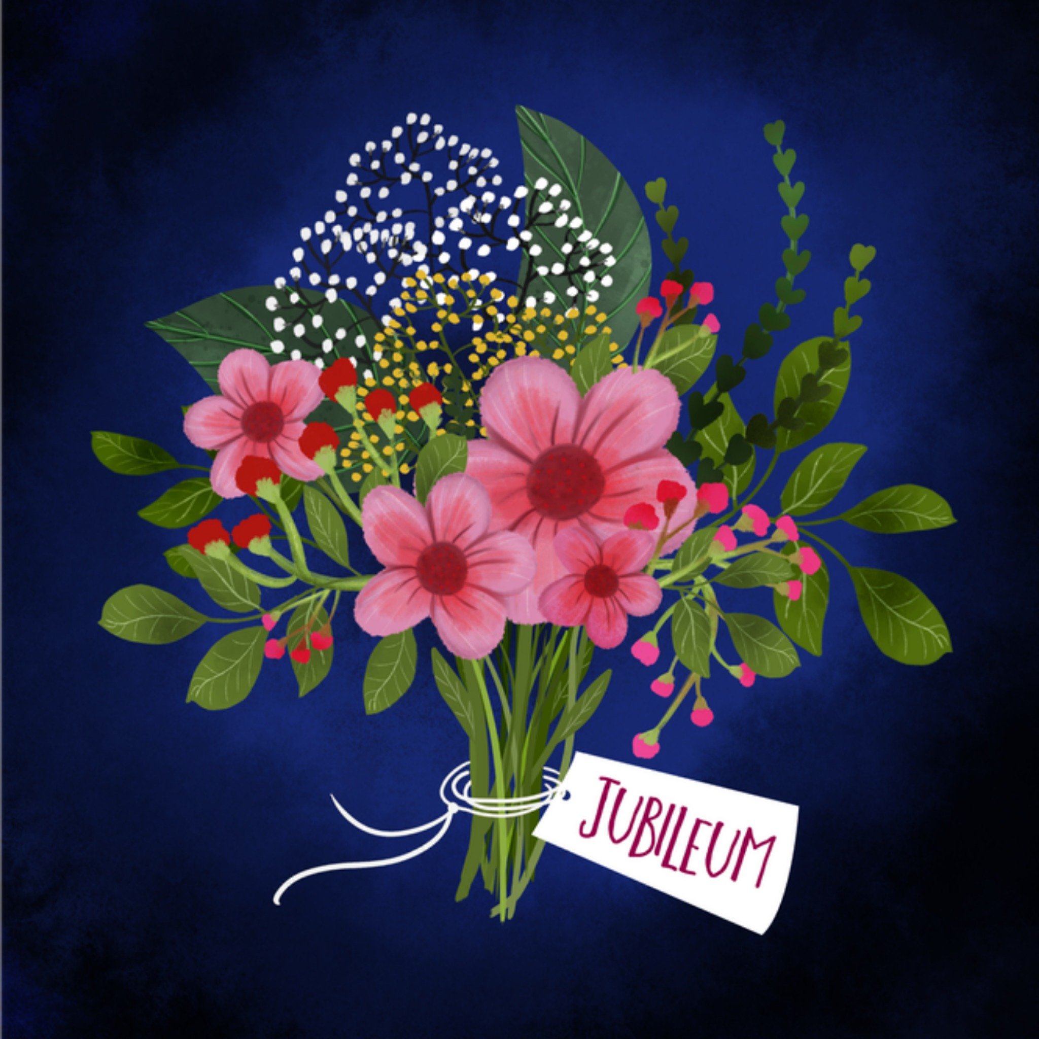 Greetz Werk jubileum kaart Bloemen Vierkant