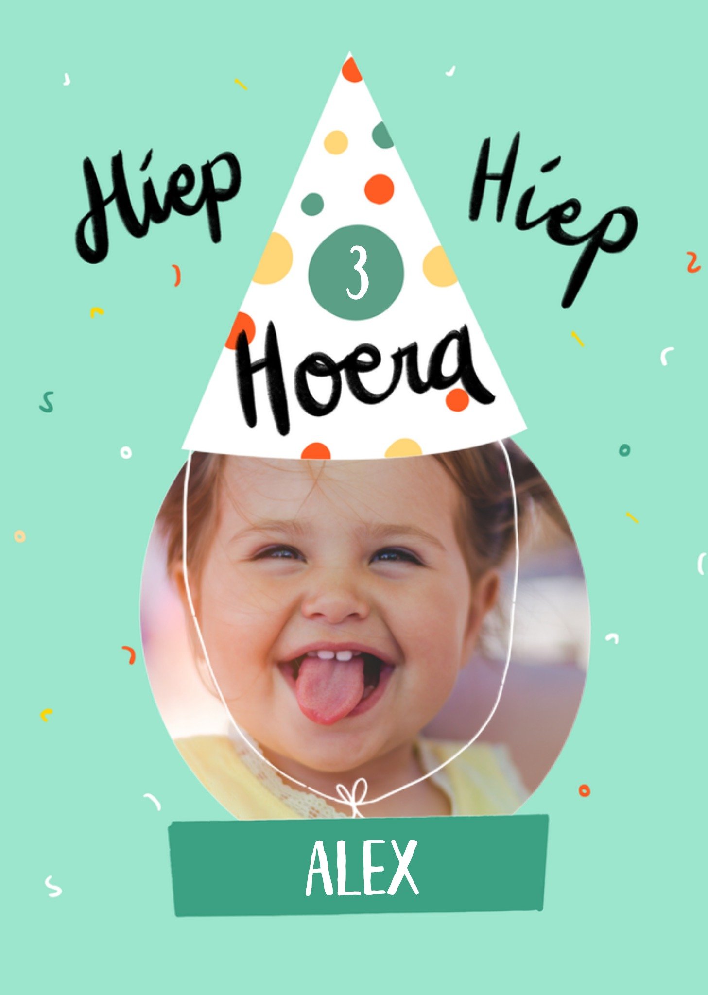 Verjaardagskaart Foto met feestmuts Greetz